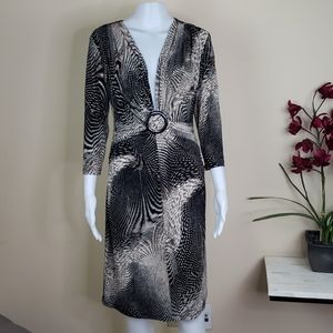 Deep V Neck Animal Print Dress Vintage Style